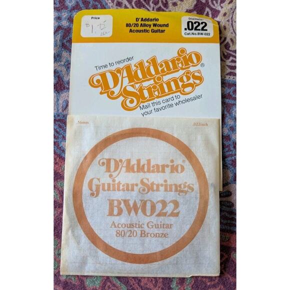 D'Addario BW022 Vintage Guitar String Acoustic Guitar 80/20 Bronze + Index Card - Picture 1 of 5
